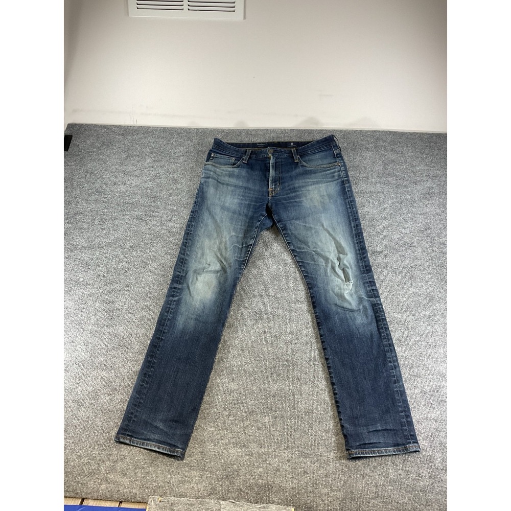 AG Adriano Goldschmied Graduate Tailored Leg Jeans Men's 34x32 Blue Denim Distre